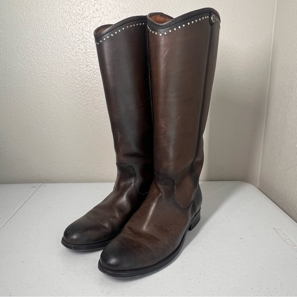 Brown Leather Knee-High Boots - Picture 12 of 12